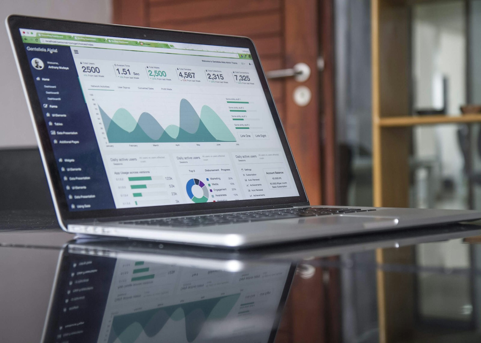 Programmatic advertising analytics dashboard on a laptop screen